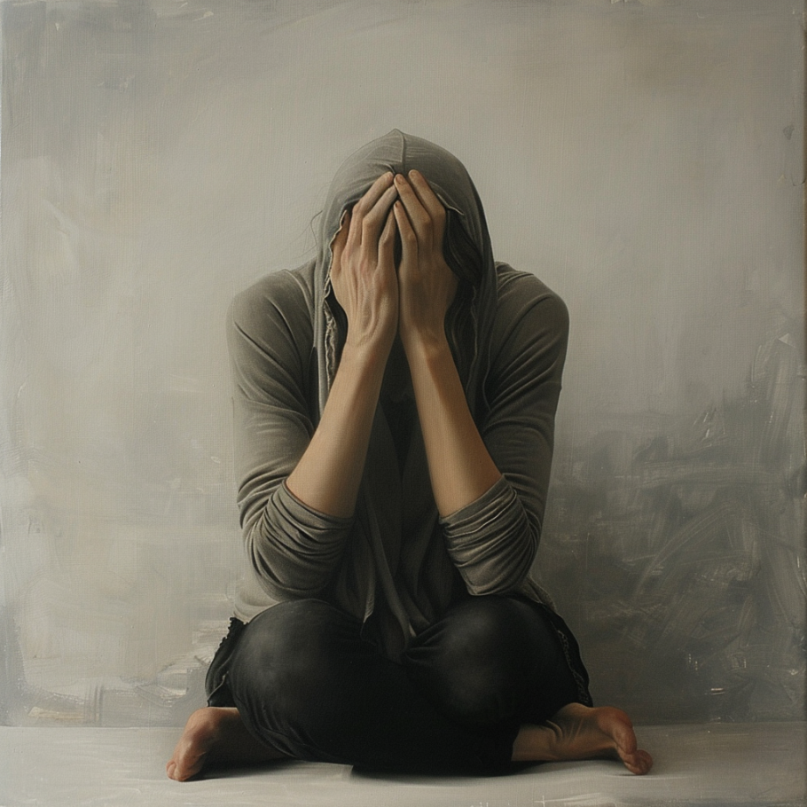 A person with their head in their hands, capturing the essence of emotional distress in a personal injury claim.