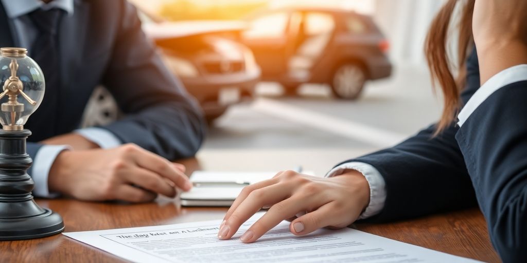 Person consulting lawyer after a car accident.